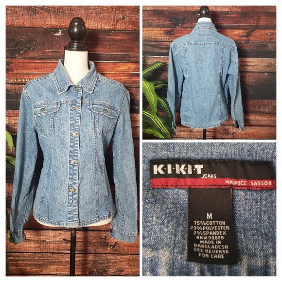 KIKIT Jeans Maurice Sasson Vintage 80s Denim Jean Jacket Size Medium - Picture 1 of 8